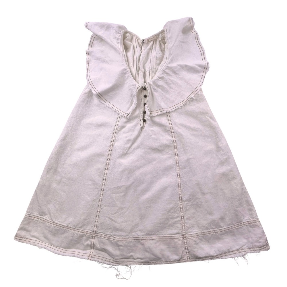 Pilcro Anthropologie White Denim Peter Pan Collar Sleeveless Dress Contrast XXS